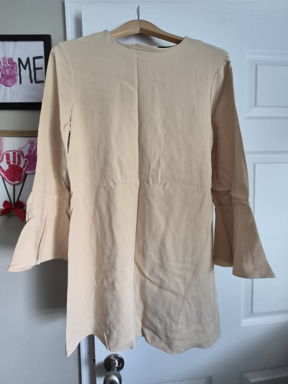 Zara Cream Bell-Sleeve Tunic Top